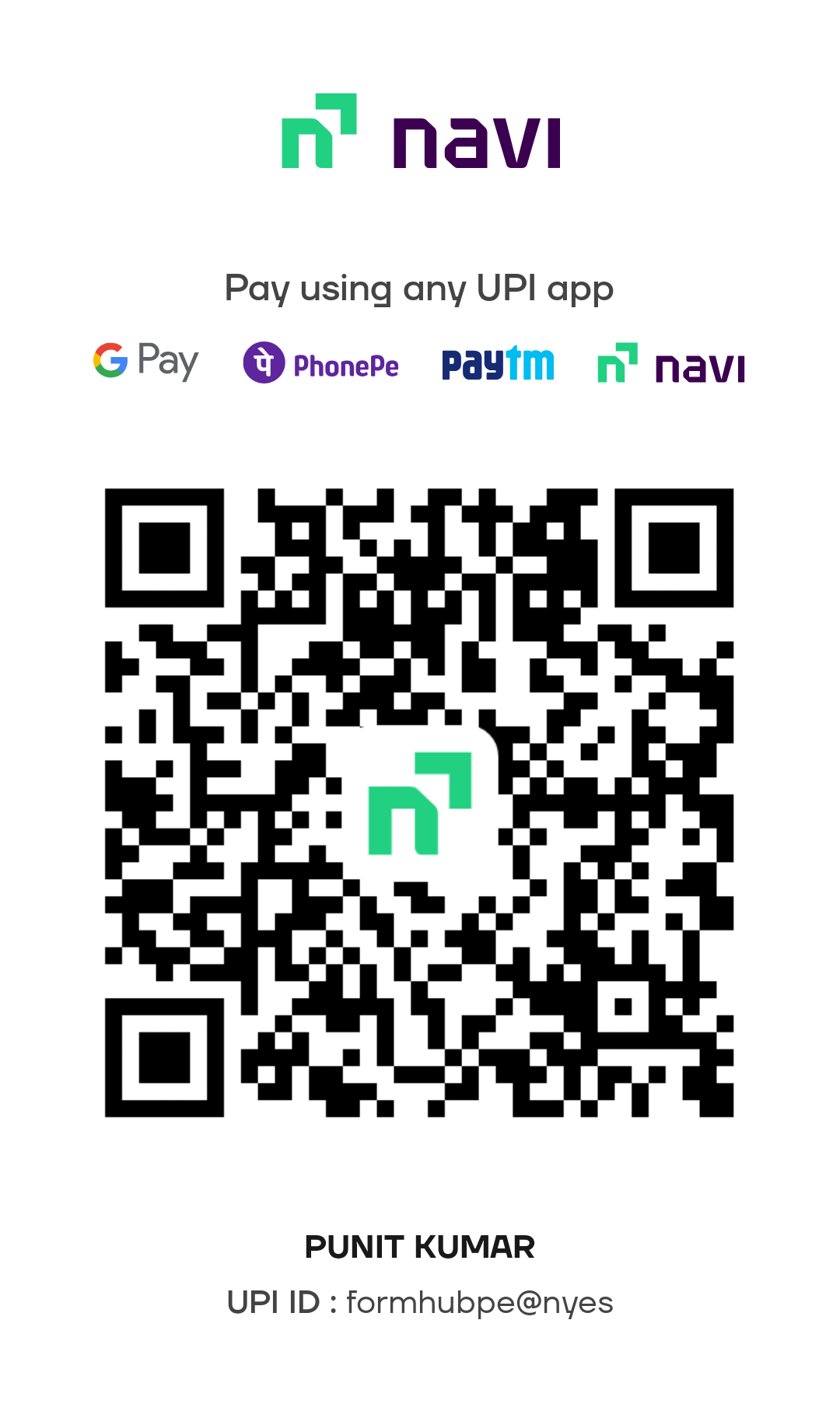 UPI QR Code for PUNIT KUMAR — formhubpe@nyes